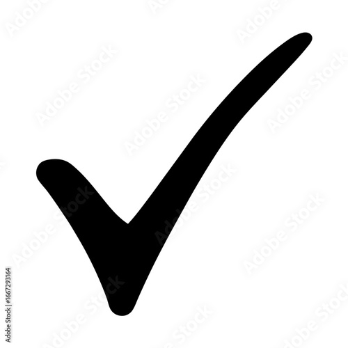 Simple bold black check mark symbol representing approval or completion status