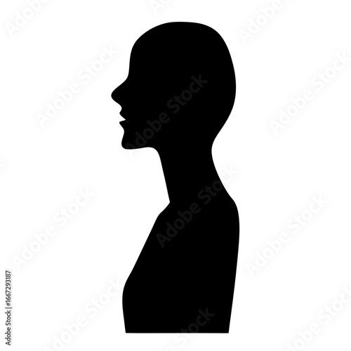 Silhouette of a Woman's Head and Upper Body in Profile View