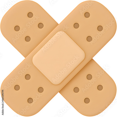Crossed bandage icon on beige background
