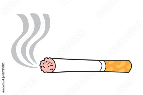 Cigarette with smoke isolated vector illustration
