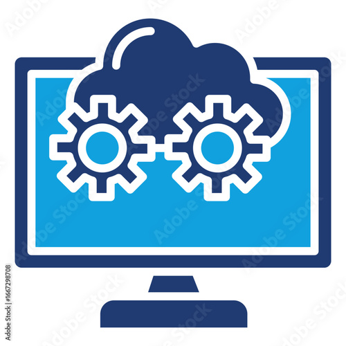 Cognitive Computing Flat Blue Icon