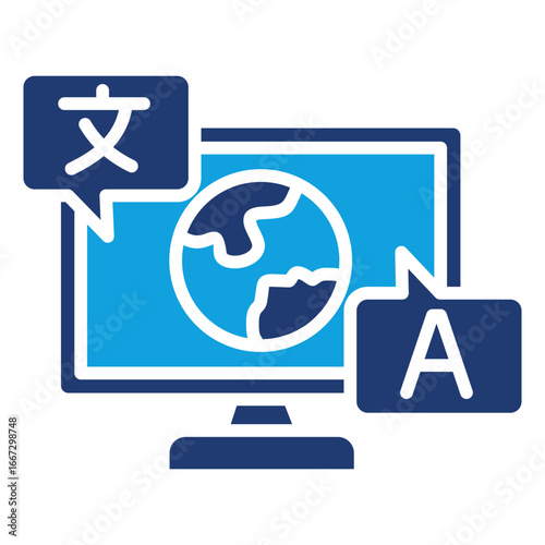 Machine Translation Flat Blue Icon