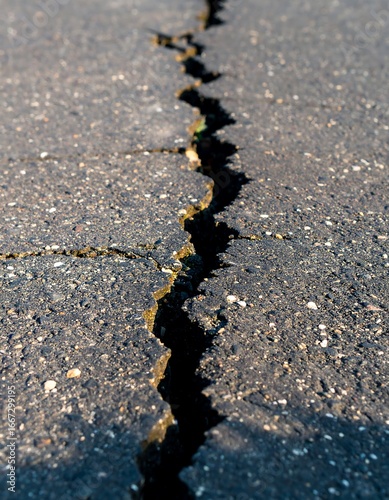 Asphalt crack, road damage
