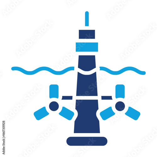 Tidal Power Flat Blue Icon
