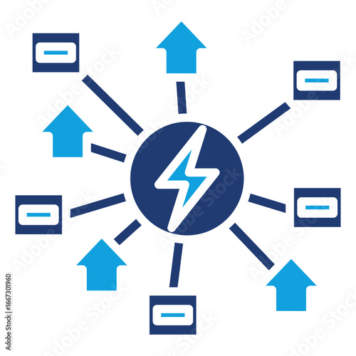 Decentralized Energy Flat Blue Icon