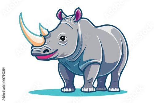 アフリカの野生を象徴するサイの迫力ベクターイラスト