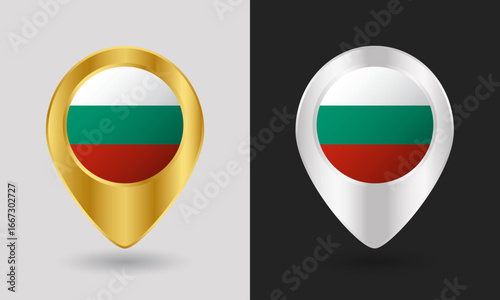 Free Download Gold and Silver Bulgaria Flag Map Pin Icon - GFXLoad