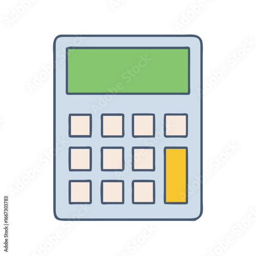 Simple calculator with a green screen, perfect for basic calculations illustration