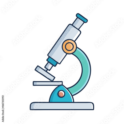 A colorful cartoon microscope for science education and laboratory research study