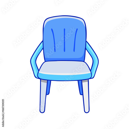 Cute blue cartoon chair with gray seat and dark blue outline