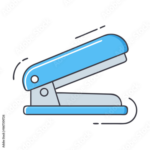 Light blue and gray hole puncher graphic isolated on a white background