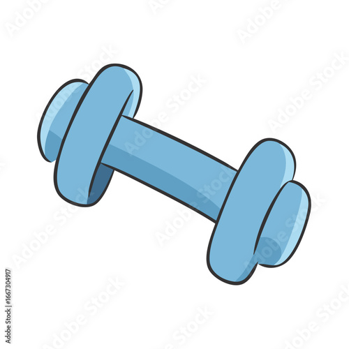 Cartoon image of a light blue dumbbell weight on white background
