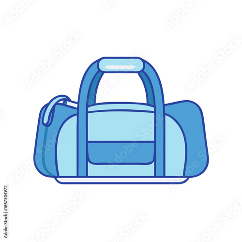 Blue duffel bag with a handle isolated on a white background