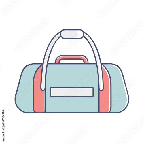 Stylized duffel bag with rounded edges and comfortable light colors