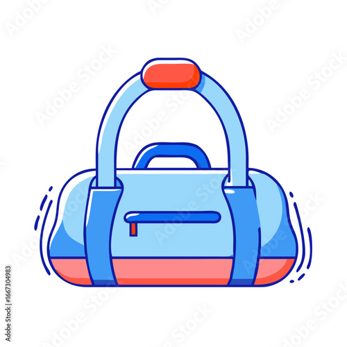 Vector illustration of a blue and red duffel bag great for travel