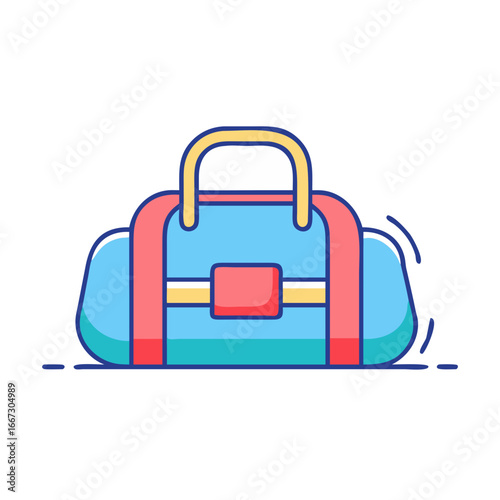 Vector Illustration of a colorful duffel bag with handles and accents