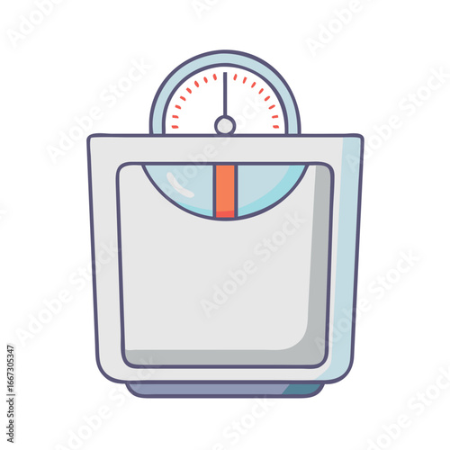 Weight scale illustration emphasizing fitness and healthy lifestyle choices with analogue gauge