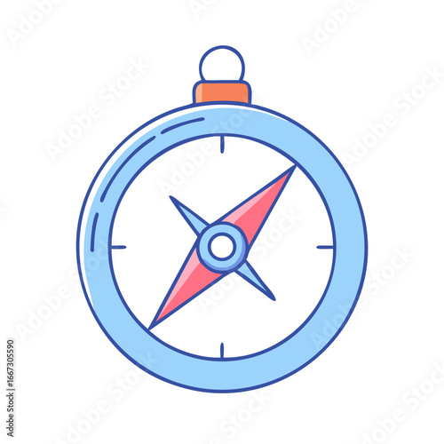 Stylized compass with direction pointers indicating cardinal directions for navigation