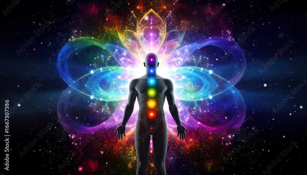 Fototapeta premium Human energy body in cosmos