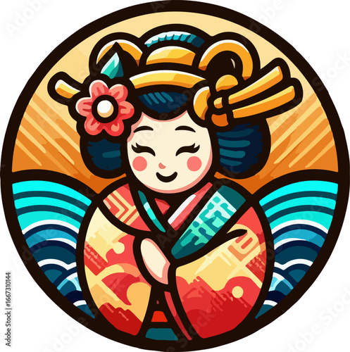Beautiful_Japanese_Geisha_Illustration_with_Traditional_Kimono,_Golden_Crown