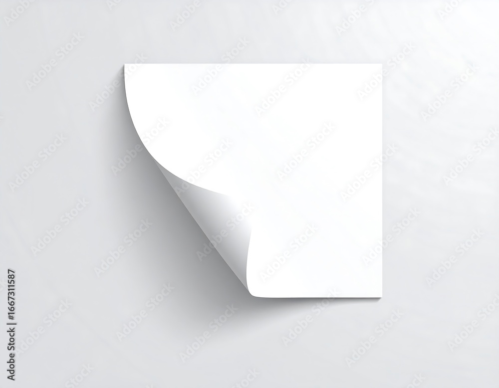 Elegant white page with curled corner against a soft textured background Elegant white page with curled corner against a soft textured background