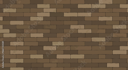 Seamless brick wall background pattern with natural brown color variations