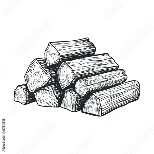 A stack of neatly chopped firewood is arranged for use in winter