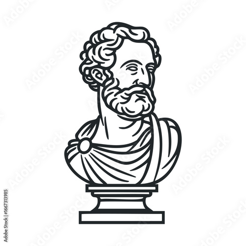 Classic bust sculpture depicting a male figure with a beard and toga