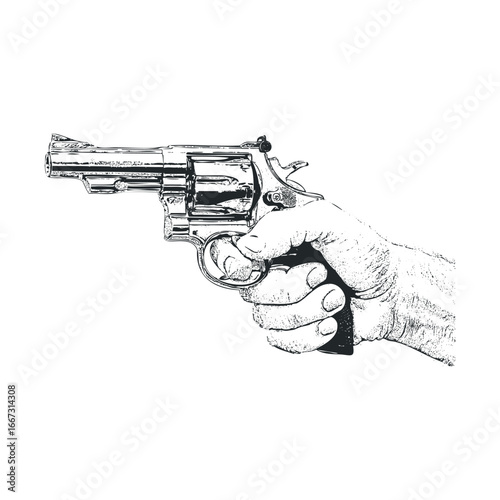 Hand holding a revolver a concept of tension and conflict