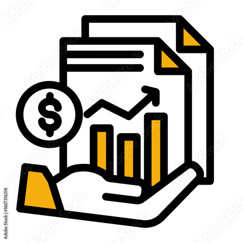 Revenue Profit Growth Earnings icon from the Financial Projection icon collection (Outline Color Lineal Style)