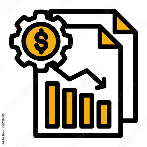 Asset Value Reduction Loss icon from the Financial Projection icon collection (Outline Color Lineal Style)