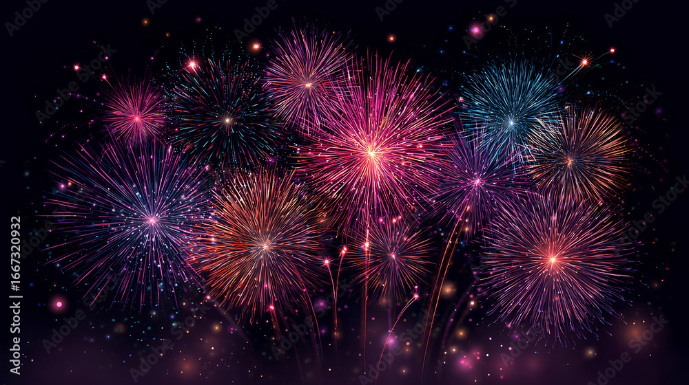 Fototapeta premium Festive fireworks, New Year's Eve