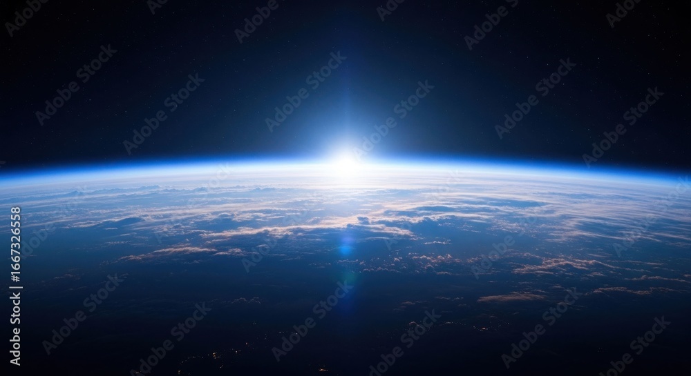 Fototapeta premium Earth from space, sunrise