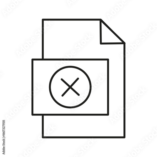 File document icon. Error mark symbol. Unsuccessful operation sign. Vector graphic emblem.
