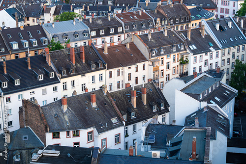 Old Residential Buildings in Frankfurt City. Aerial View. Hesse, Germany