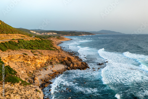 Photos Drone aerial view of Costa Verde beach and hills in Arbus, Sardinia, Italy