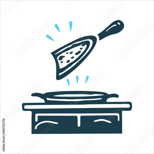 Crepe Flipping Illustration for Chandeleur Day Chandeleur Crepe Day 2 Fevrier A flipped crêpe in a pan