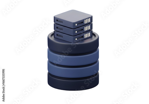 Modern 3D data server stack representing cloud computing and data storage solutions for businesses