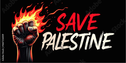 Save Palestine Poster | Freedom Resistance Power Fist Artwork
