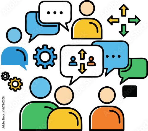 Vector Illustration of Social Skills, Communication, Teamwork, and Collaboration Concept