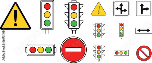 A Set of Road and Traffic Regulation Icons
