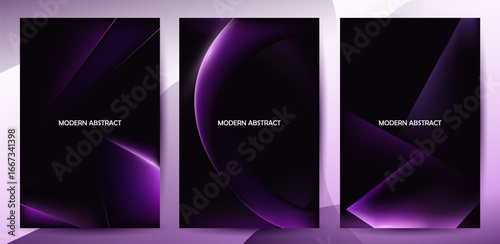 Poster Modern Abstract Purple Geometric Luxury on Dark Background Design Set
