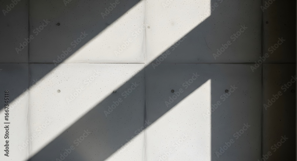 Obraz premium Photo of minimalist concrete wall with dramatic diagonal shadows cast by sunlight