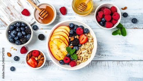 Wallpaper Mural Healthy Breakfast Bowl with Fruits and Honey. Torontodigital.ca
