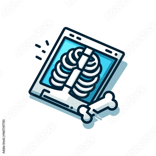 X-ray film icon with broken bone, radiology symbol