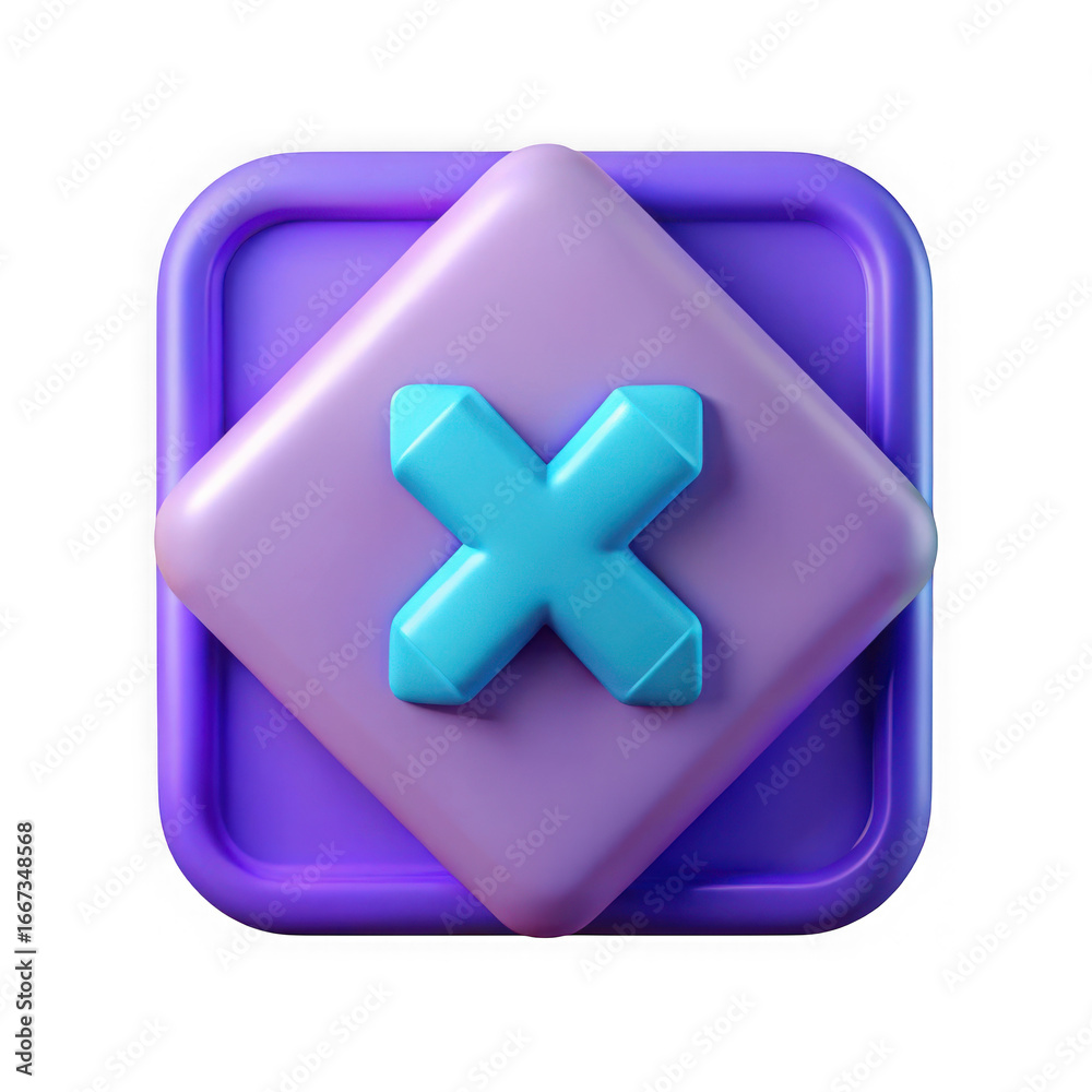 Fototapeta premium 3d purple and teal abstract shape isolated on transparent background isolated on white background