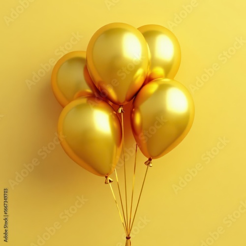 Cluster of golden balloons, celebratory setting, bunch, air, texture
