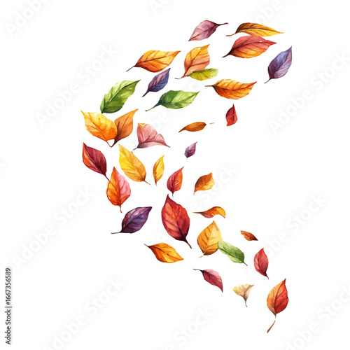 Falling Leaves Pattern Design, watercolor clipart vector, isolated on a white background.