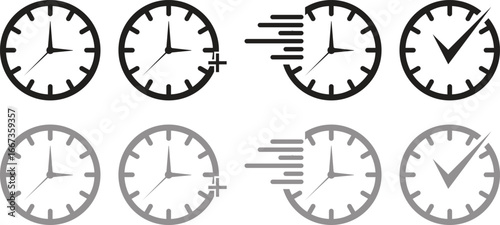 Time Clock Vector Icons Set