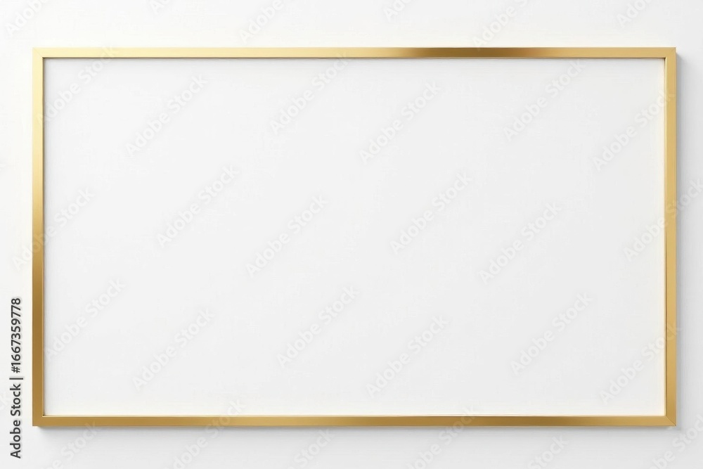 Obraz premium Subtle gold rectangle on white backdrop Elegant minimalist border , rectangle, simple frame, modern frame